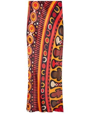 PUCCI Soleil-Print Satin Skirt - Red