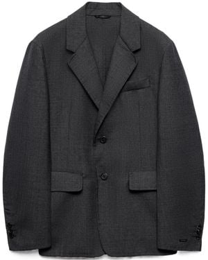 Prada Single-Breasted Wool Blend Jacket - Black