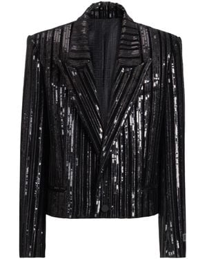 Balmain Cropped Sequin Velvet Jacket - Black