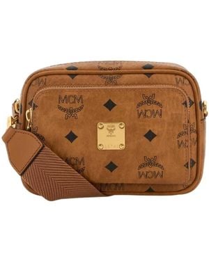MCM Aren Printed Zipped Crossbody Bag - Brown