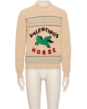 Valentino Stripe Detailed Crewneck Jumper - White