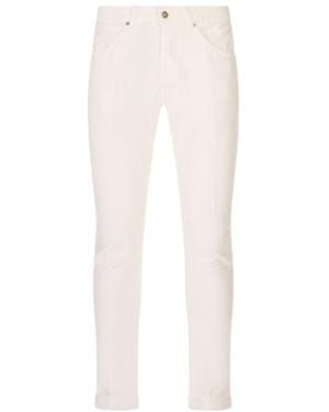 Dondup Logo-Plaque Turn-Up Slim-Fit Jeans - Natural