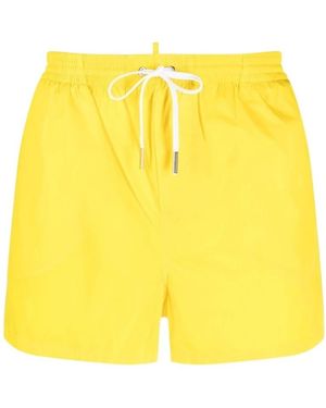 DSquared² Logo-Printed Drawstring Swim Shorts - Yellow