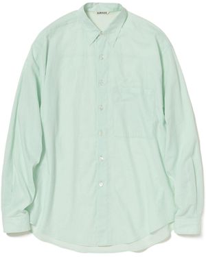 AURALEE Long Sleeved Curved Hem Shirt - Green