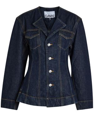 Ganni Panelled Denim Jacket - Blue