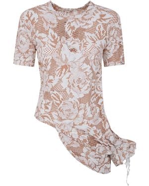 Comme des Garçons Comme Des Garçons Floral-Embroidered Asymmetric Blouse - Pink