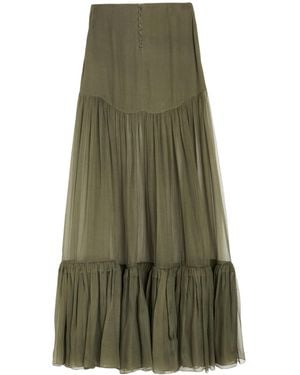 Saint Laurent Simple Solid-Colored Flare Skirt - Green