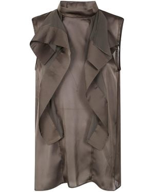 Sacai Ruffled Sleeveless Top - Brown