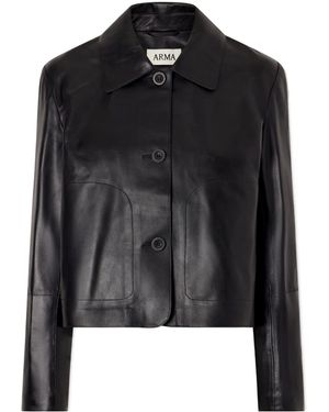 Arma Nos Emy Cropped Leather Jacket - Black