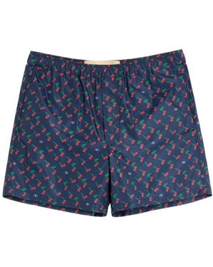 Valentino Cherryfic Logo Printed Swim Shorts - Blue