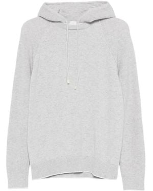 Eleventy Ribbed Hoodie - White