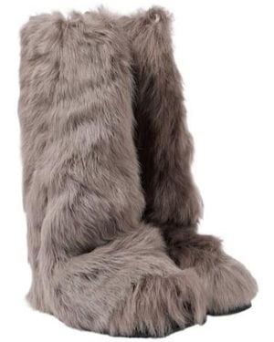The Attico Shearling Knee-High Boots - Gray