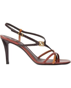 Fendi Ffold High-Heeled Strappy Sandals - Brown