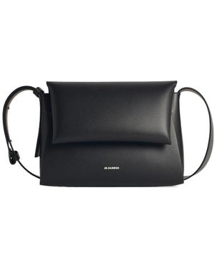 Jil Sander Logo Embossed Small Messenger - Black