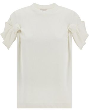 McQueen Smock Stitch-Detailed Crewneck T-Shirt - White