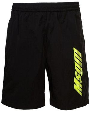 MSGM Logo-Print Swim Shorts - Black