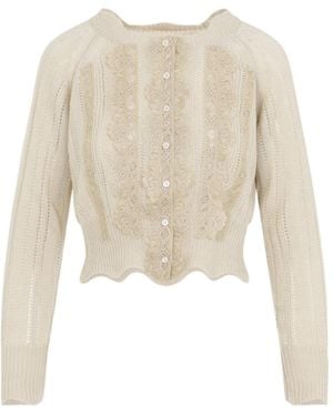 Ermanno Scervino Aphyi Lace Knit Cardigan - Natural