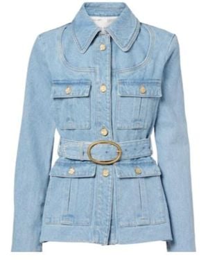 Nina Ricci Belted Denim Jacket - Blue