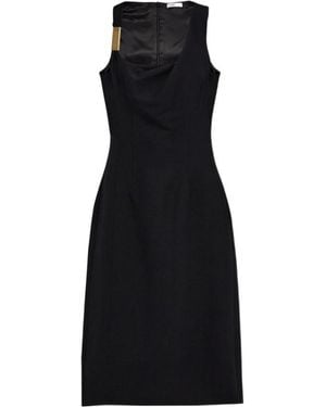Ferragamo Ferragamo Gathered Neckline Corseted Dress - Black