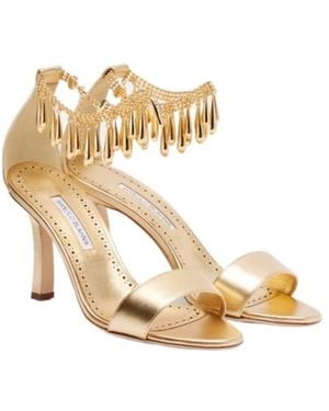 Manolo Blahnik Metallic High Heel Sandals