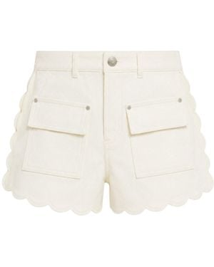FARM Rio Fan-Shaped Front Pocket Canvas Shorts - White