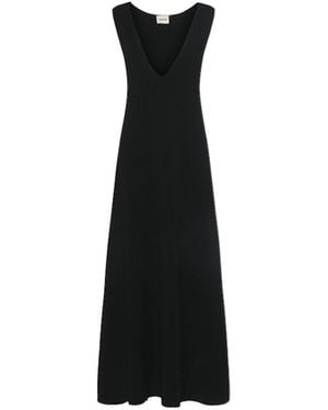 KHAITE Keran Smooth Viscose Blend Long Dress - Black