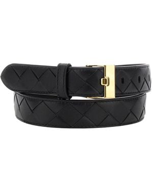 Bottega Veneta Intrecciato Buckled Belt - White