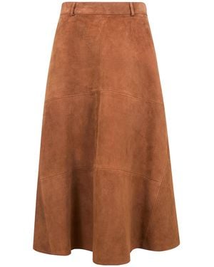 Semicouture Panelled Suede Skirt - Brown
