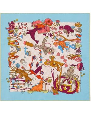 Gucci Graphic Print Scarf - White