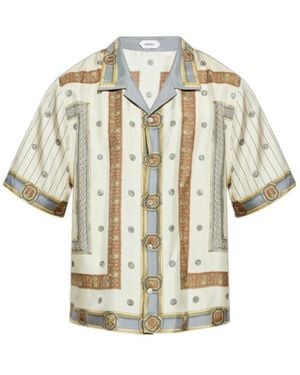 Versace Pattern-Printed Short-Sleeved Twill Shirt - White