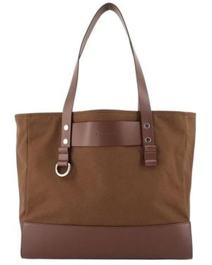 Marni Logo Embossed Tote Bag - Brown