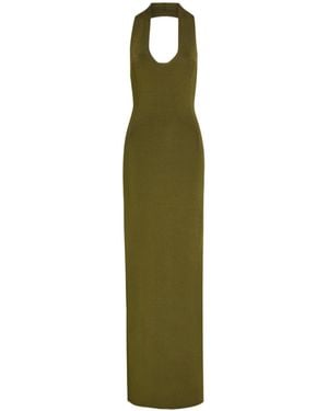 KHAITE Knitted Long Dress With Hollowed-Out Collar - Green