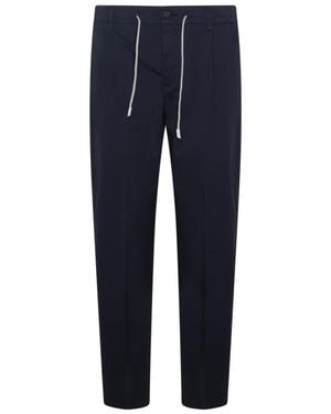 Eleventy Straight-Leg Drawstring Trousers - Blue