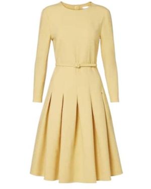 Oscar de la Renta Pleated Crêpe Midi Dress - Yellow