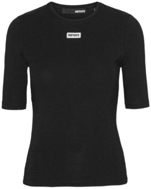 ROTATE BIRGER CHRISTENSEN Logo Patch Crewneck T-Shirt - Black