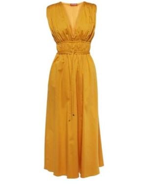 Altuzarra Fiona Ruched Cotton-Blend Midi Dress - Yellow