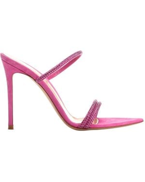 Gianvito Rossi Cannes Embellished Pointed-Toe Sandals - Pink