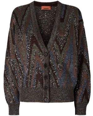 Missoni Sequin-Embellished Zigzag-Knit Cardigan - Black
