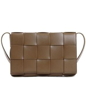 Bottega Veneta Cassette Woven Medium Shoulder Bag - Brown