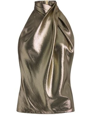 Balmain Backless Lurex Jersey Top - Green