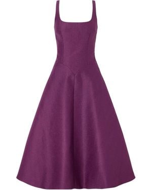 Emilia Wickstead Textured-Satin Midi Dress - Purple