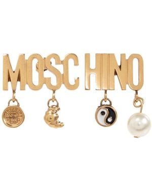 Moschino Logo Lettering Drop Earrings - Metallic
