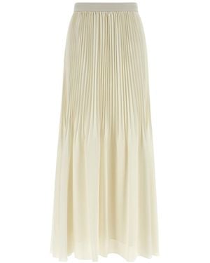Twinset Pleated Logo-Waist Long Skirt - White