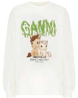 Ganni Felpe Graphic Print T-Shirt - White