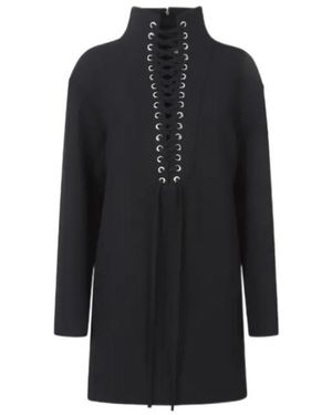 KHAITE Lace-Up High-Neck Lee Dress - Blue