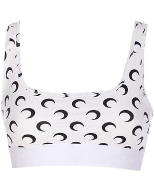 Marine Serre Moon-Printed Sleeveless Sports Bra - Blue