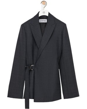 Loewe Check-Pattern Blazer - Blue