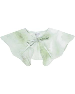 Ganni Tie-Dye Woven Shawl - White