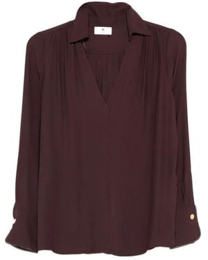 Elisabetta Franchi V-Neck Sash Belt Blouse - Purple