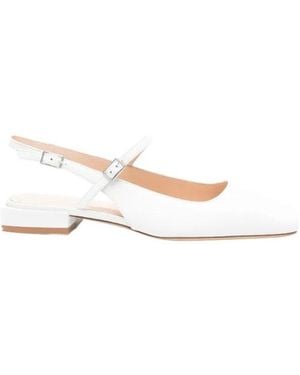 P.A.R.O.S.H. Leather Flat Slingback Court Shoes - Natural